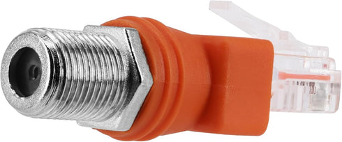 RF to RJ45 Converter Adapter, 2 Pack F Female to RJ45 Male Ethernet Adapter, Coaxial Coupler Connector - Orange