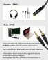 Headset Splitter Cable for PC 3.5mm Crystal-Nylon Braid, 3.5mm Female to Dual 3.5mm TRS Male Y Splitter