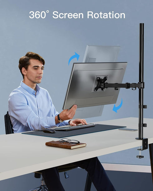 HUANUO Single Monitor Stand Desk Mount, Fully Adjustable 39 Inch Stand for 13-32 In Screen, Holds up to 22lbs with C
