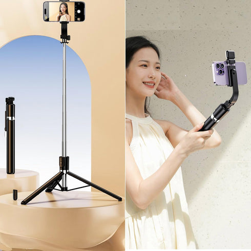 Tengsun 67 360 Phone Tripod & Selfie Stick Travel Tripod for iPhone Selfies, with Phone Holder Rotation Extendable