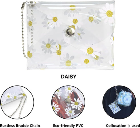 Case for Fujifilm Mini 12/11/9/8 Instant Camera, Protective Bag with Transparent Shoulder Strap (Real Flower - Pink)