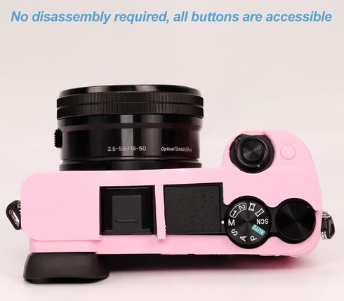 Pocoukate Case for Sony Alpha A6400, A6300, A6100, Soft Silicone Protective Cover Skin with Screen Protector