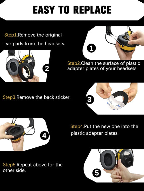 PROHEAR FEP01-1Pair Replacement Foam Ear Pads for 3M WorkTunes Connect Radio Headphones