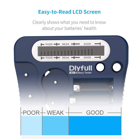 Dlyfull Universal Battery Tester with LCD Display for AA AAA C D 9V CR2032 CR123A CR2 CRV3, 1x AAA Battery Included