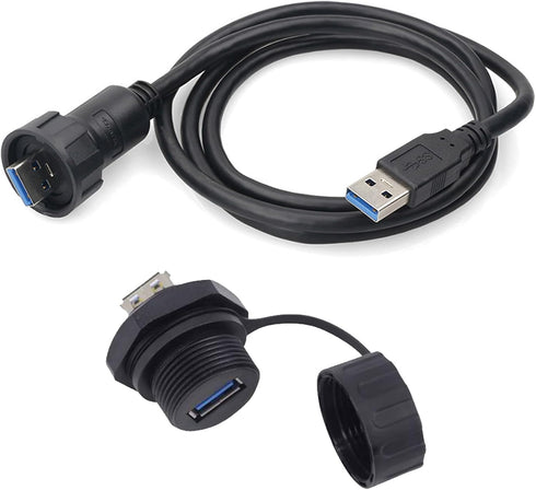 PENGLIN Waterproof USB 3.0 Cable, Male to Female Panel Mount Connector with Extension Cable Set