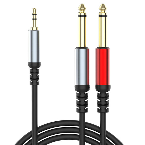 4.9/1.5M 3.5mm TRS to Dual 6.35mm Mono Y-Cable Splitter Cord for iPhone, Laptop, Home Stereo Systems