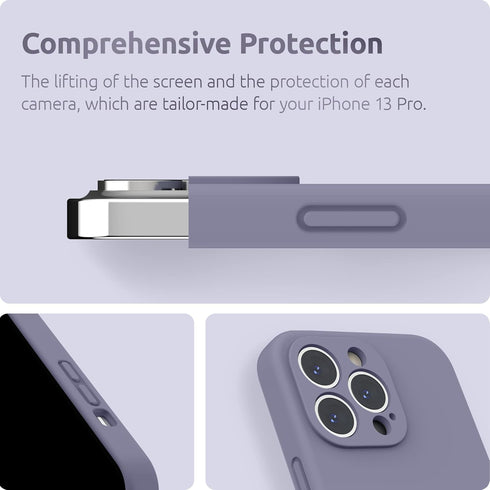 SURPHY Compatible with iPhone 13 Pro Case - Liquid Silicone Phone Case with Screen Protector, Camera Protection & Soft