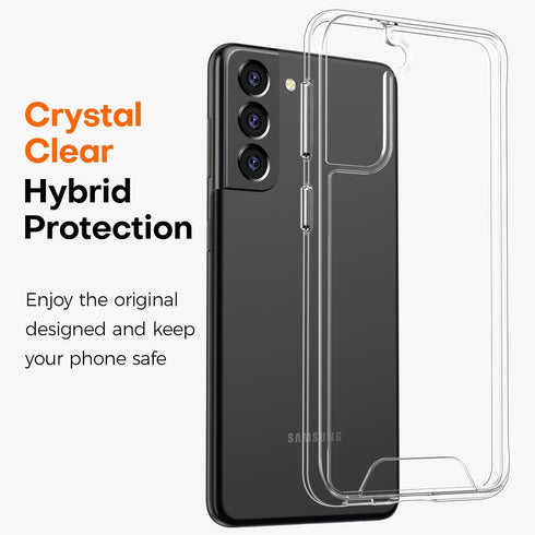 Rayboen Galaxy S21 Plus Case - Slim Shockproof Cover with 2X Soft Screen Protector, Crystal Clear Hybrid for S21+ 5G.