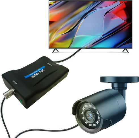 Coax to HDMI Adapter, BNC to HDMI Converter, CVBS PAL/NTSC BNC to HDMI Adapter for Security Camera, Monitor