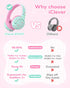 BTH27 2+ 75/80dBA 74H 5.4, iClever Toddler Headphones for Year Old-CPC Certified, Safe Volume Limited, Playtime