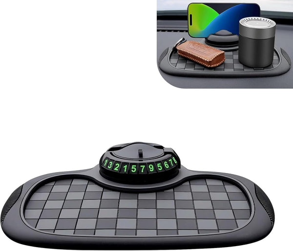 Culycey Car Dashboard Mat, Anti-slip Mat with Parking Number Sign and Rotatable Phone