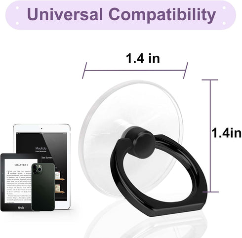 Cell Phone Ring Holder, Transparent 360° Rotation Finger Ring Kickstand for Most Phones, Tablets, and Cases (2 Silver +