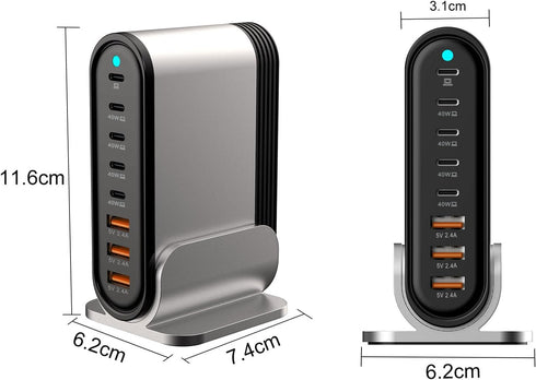 DENGWENQIANG 285W 8 17/16/15/14/13 USB C Fast Charger - GaN Port Fast Charging Station Tower Hub for Multiple Devices: