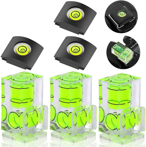 6 Pack Hot Shoe Level - 2 Axis Bubble Spirit Level for DSLR Film Cameras, Combo Pack