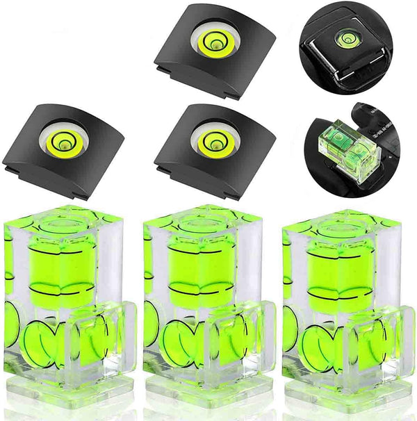 6 Pack Hot Shoe Level - 2 Axis Bubble Spirit Level for DSLR Film Cameras, Combo Pack
