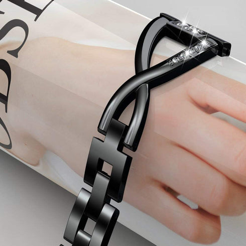 Wearlizer Metal Band Compatible with Fitbit Versa 4/3/Sense/Sense 2 - Dressy Stainless Steel Rhinestone Bracelet