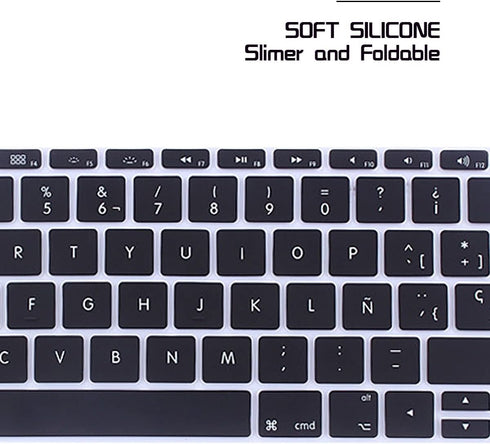 HRH Black Silicone Keyboard Cover Skin for MacBook Pro 13" A1708 A1988 No Touch Bar & MacBook 12" A1534