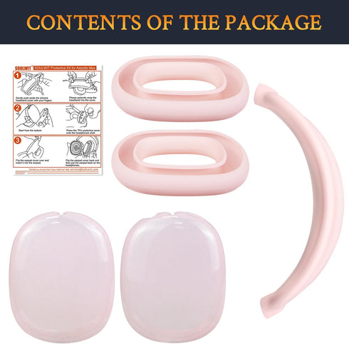 SOULWIT Protective Kit for AirPods Max, Headband Cover + TPU Case Protector + Silicone Ear Pads Cover