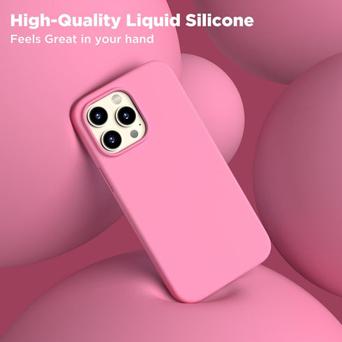 iPhone 13 Pro Max Case, Tender Pink Liquid Silicone, Slim Shockproof Design + 2X Screen Protectors, 6.7" Full Body