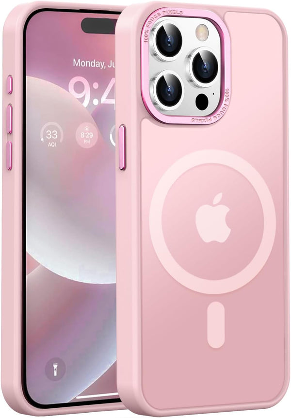 Upgraded Magnetic Slim Translucent Case for iPhone 15 Pro Max, Compatible with MagSafe, Tender Pink