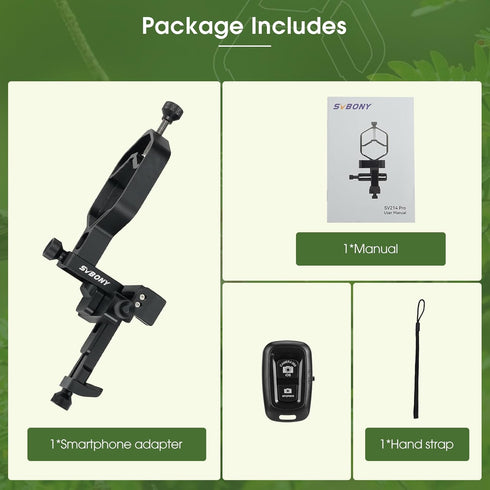SVBONY SV214 Pro 3-Axis Universal Smartphone Adapter, Digiscoping Adapter with Remote Control for Spotting Scope Capture