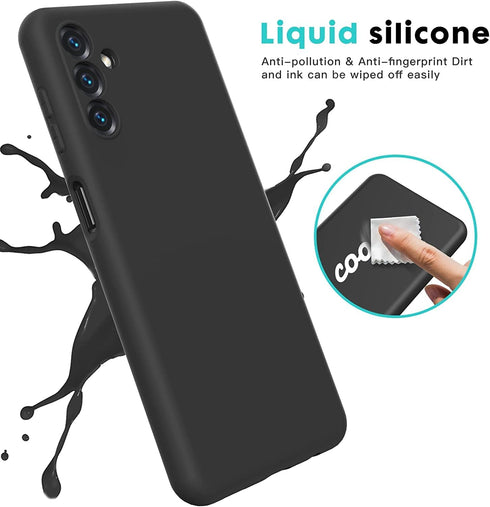 Samsung Galaxy A14 5G Case, Black Liquid Silicone with Microfiber Lining & Shockproof Design