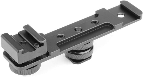 ChromLives Hot Shoe Extension Bar Mount, Cold Shoe Flash Bracket, Dual Straight Mount for Nikon Canon Sony DSLR