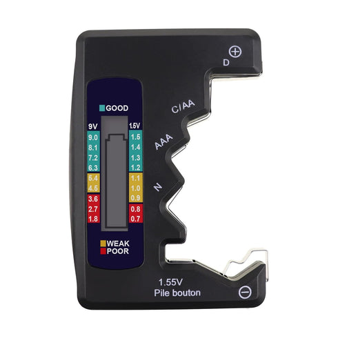 Battery Tester Checker for AA AAA D N 9V 1.5V Button Cell Batteries, Clear Bar Graph LCD Display