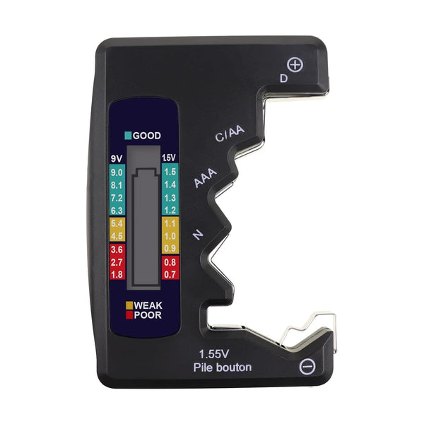 Battery Tester Checker for AA AAA D N 9V 1.5V Button Cell Batteries, Clear Bar Graph LCD Display