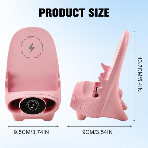 Mini Chair Wireless Fast Charger, Multifunctional Phone Holder Stand, Portable 3 in 1 Cell Phone Stand with Speaker