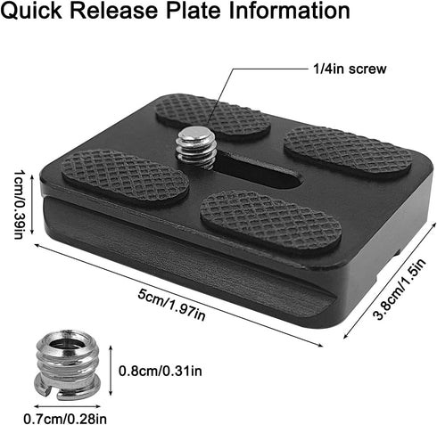 2 Pack 50mm Quick Release Plate with 1/4 "-20 Camera Screw, Tripod Mount Plate Fits Arca Swiss Standard