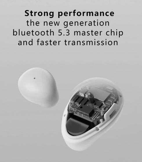 Mini Wireless Bluetooth Earbuds, Tiny Semi in-Ear Headphone for Sleep, Work, Fitness, Run, Drive, White Gray