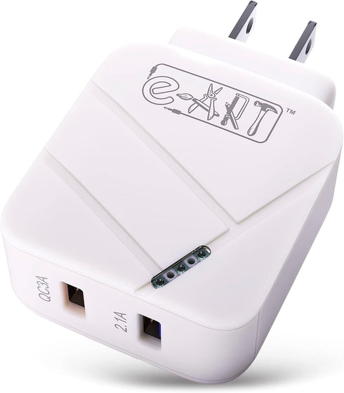 USB Wall Charger 28W Dual Port QC3.0 Fast Charging Block with LED Indicator, USB Cube Adapter for iPhone 14 13 12 11