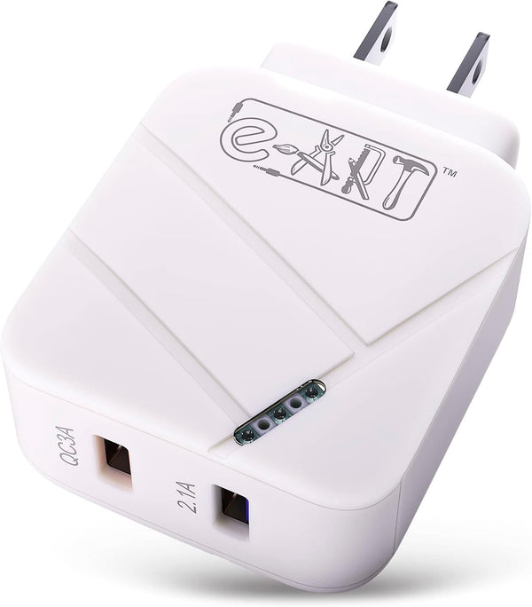 USB Wall Charger 28W Dual Port QC3.0 Fast Charging Block with LED Indicator, USB Cube Adapter for iPhone 14 13 12 11