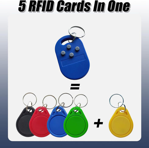 itapring 1Pcs 125KHz 3 4 T5577 125KHz RFID Reader Writer Copier, Pcs RFID Key Fob Tag Token with RFID Chips in One Tag