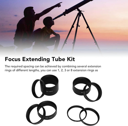 M48 Extension Tube Kit for Cameras and Eyepieces, Focal Lengths 3-30mm, M48X0.75 on Both Sides