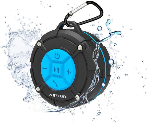 IPX7 Waterproof Shower Speaker - Bluetooth Speaker with Loud HD Sound, Portable with Suction Cup & Hook, Blue