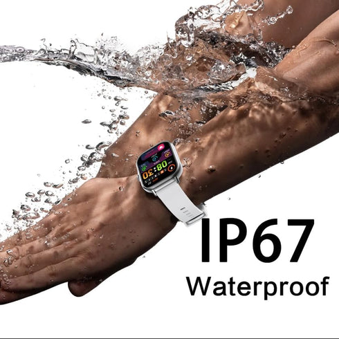 Smart Watch for Women Men, 2.01" Fitness Tracker with Heart Rate Monitor, IP67 Waterproof, Black for Android iOS Phones