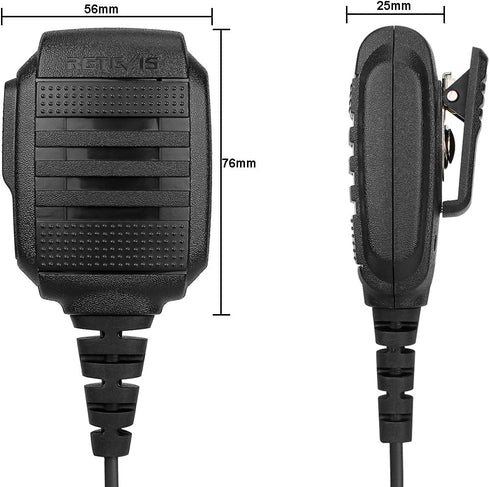 Retevis Walkie Talkie Speaker Mic, IP54 Waterproof 2 Pin for RT22 RT68 RT27 H777 RB26 RB29, Compatible with BAOFENG
