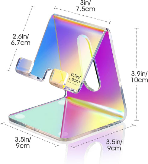 Tomorotec Iridescent Acrylic Cell Phone Stand, Portable Non-Slip Holder for Desk, Compatible with iPhone Samsung Galaxy