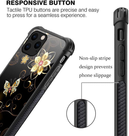 DJSOK Compatible with iPhone 12 Pro Max Case, Anti Scratch Soft TPU Cover with Design Pattern, Golden Flower
