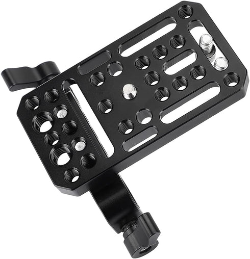 Universal Camera Baseplate – Integrated with 15mm Dual Rod Clamp for Shoulder Support Rig Tripod