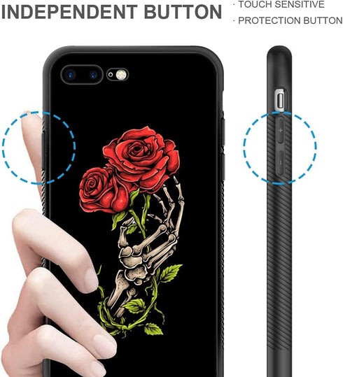 ZHEGAILIAN Red Rose Skull Case for iPhone SE 2022, Shockproof Soft TPU Bumper, Non-Slip Design, 4.7-inch.