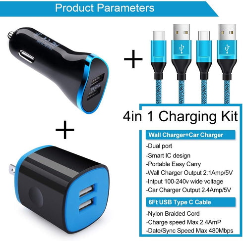 USB C Car Charger for Google Pixel 8a/8/8 Pro/7a/7/7 Pro 6/6 Pro/6a 5/5a 4/4a/4xl 3/3a/3xl 2/2xl XL, Samsung Galaxy S24 S23 S22 A10e, Car Charger Adapter Wall Charging Block Type C Fast Charging Cable