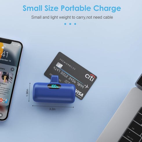 Small Portable Charger for iPhone, Upgraded 5000mAh PD Fast Charging Power Bank, Mini Plug-in Battery Pack