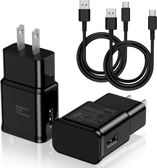 Type C Charger Fast Charging, 2 Pack USB C Android Phone Wall Charger Block & 3ft Charge Cable Cord for Samsung Galaxy
