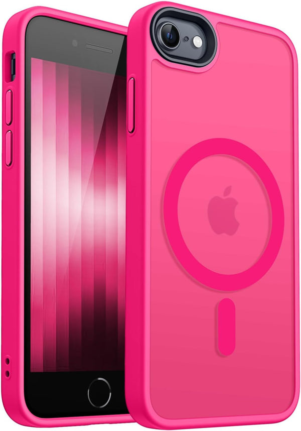 CANSHN Magnetic Case for iPhone SE 2022/iPhone SE 2020/iPhone 8, Built-in Magnets Compatible with MagSafe (Frosted Hot