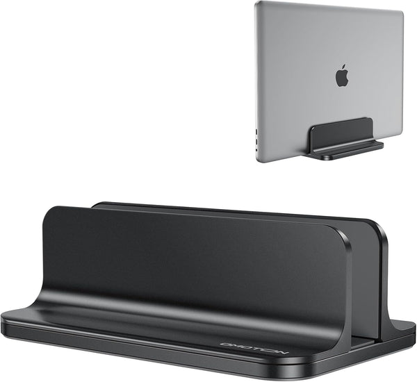 OMOTON Vertical Laptop Desktop Stand Holder with Adjustable Dock Size, Aluminum, Fits All MacBook, Surface, Chromebook