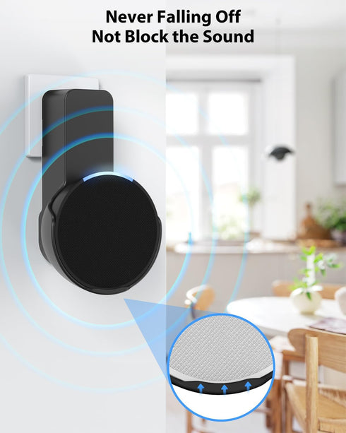 Maxonar Wall Mount for Echo Pop, Echo pop Wall Mount Speaker Holder Stand No Screws No Drill Needed Cable Hidden Storage - Black