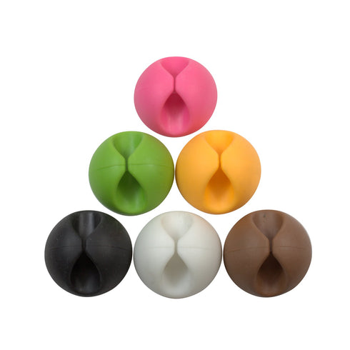 ROK Hardware 6 Pack Multipurpose Silicone Cable Clip Grip - Multicolor Green, Brown, White, Black, Pink, Orange